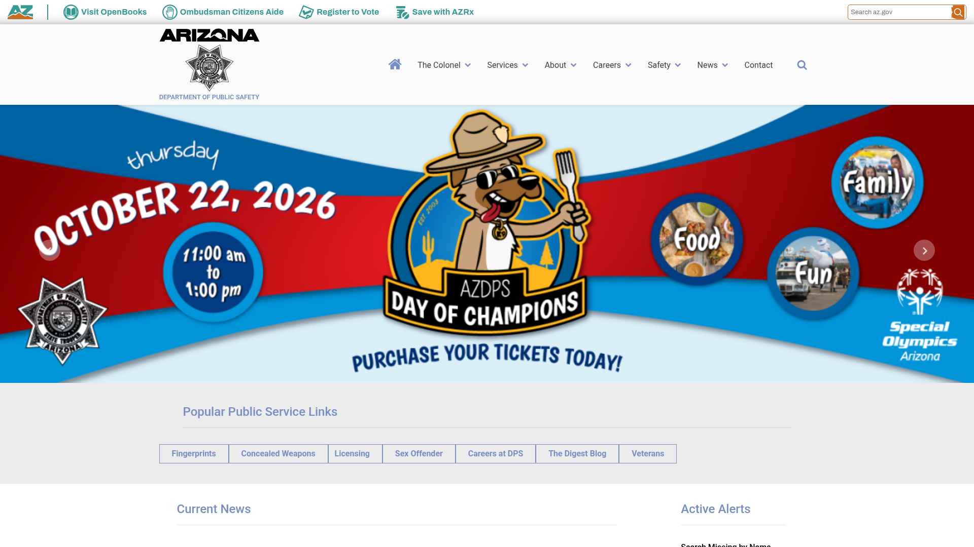 Arizona Department of Public Safety current website